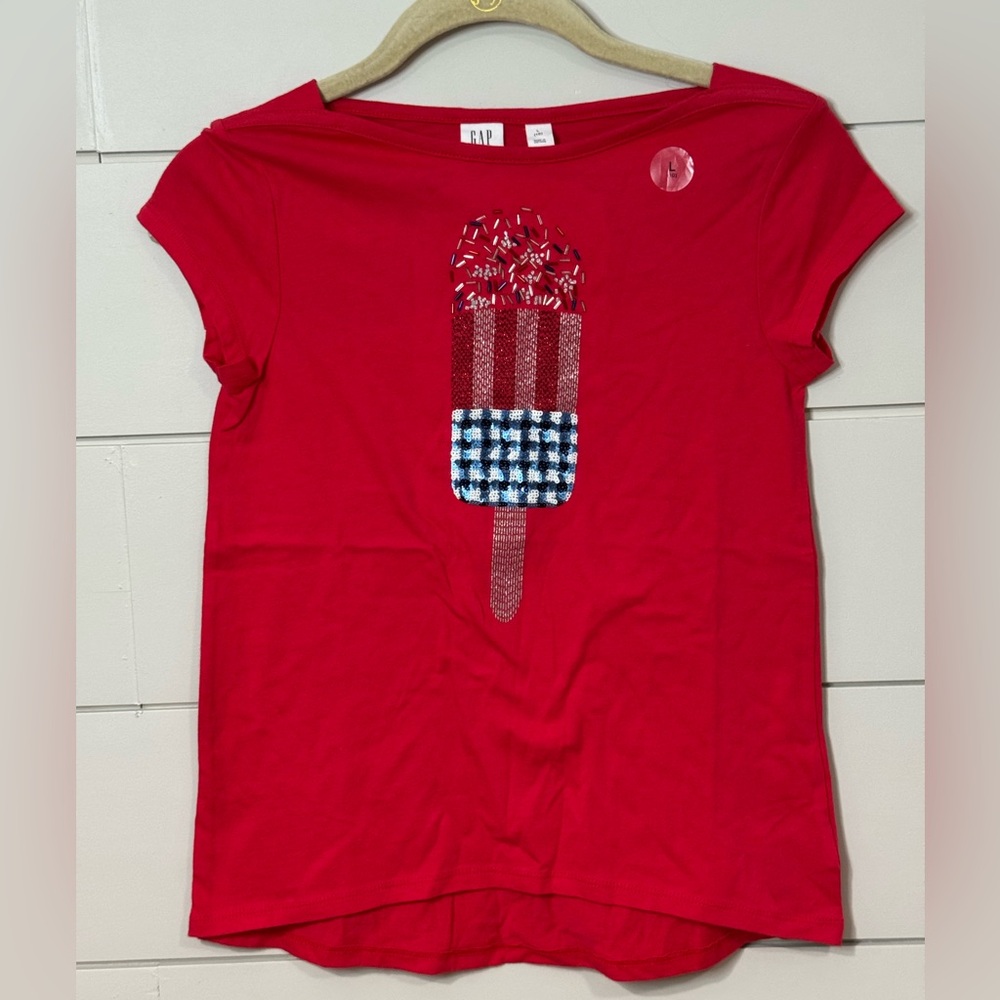 NEW Gap Kids Sequin Boatneck Cotton T-Shirt Size L (10)